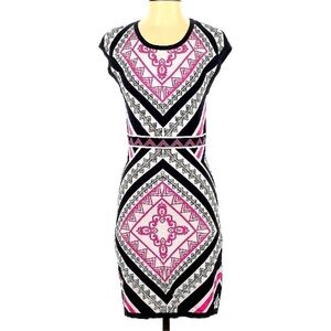 Ali Ro fitted Mini dress hot pink contrast mandala Print small